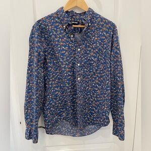 Lands' End Men's Blue Floral Casual Button-Down Shirt